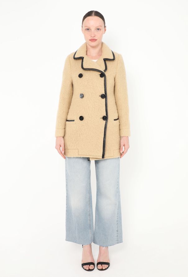 Balenciaga Early 2000s Felted Leather Trim Peacoat - 3