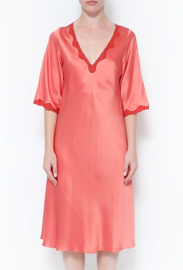 Sabbia Rosa Lace Trim Silk Slip - 1