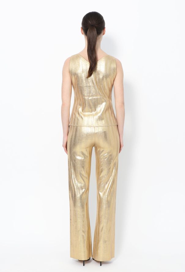Thierry Mugler Gold Metallic Knit Ensemble – 2001 Couture Collection - 3