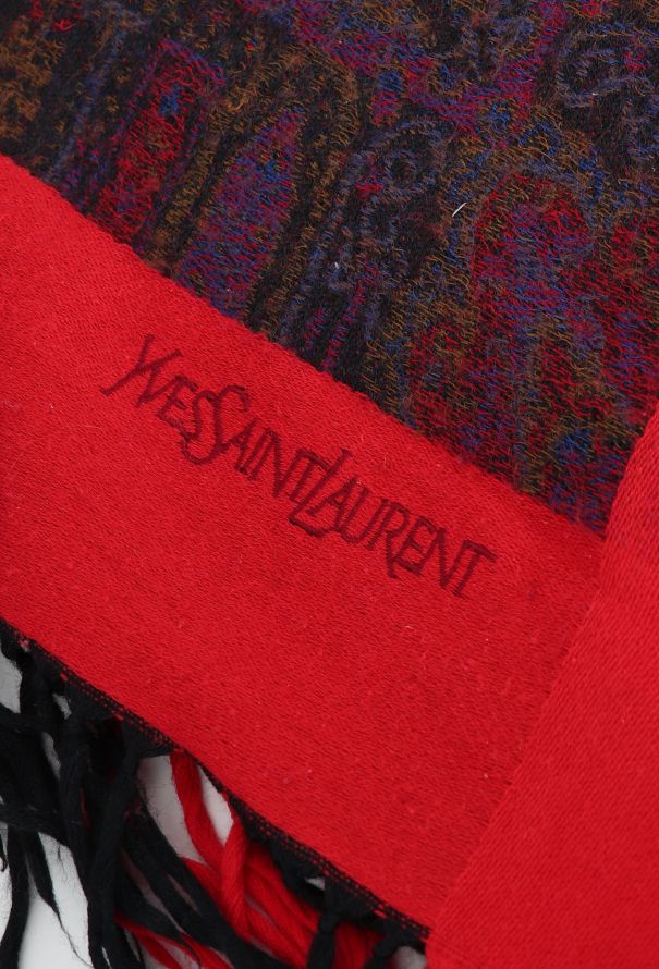 Saint Laurent Vintage Embroidered Paisley Tassel Scarf - 7