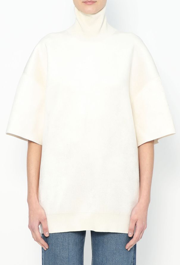 Phoebe Philo Oversized Chenille Turtleneck Sweater – White (A1 2023) - 1
