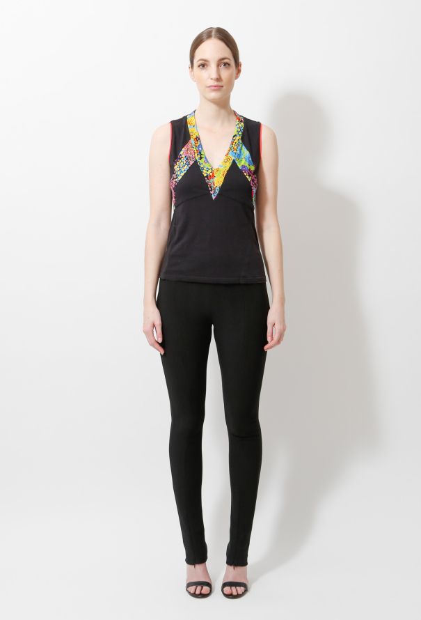 Balenciaga 2004 Black Floral Print Tank - 1
