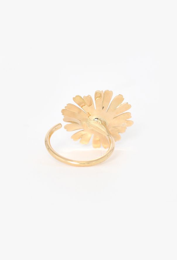 Vintage Fine Jewelry 18k Yellow Gold, Platinum & Diamond Flower Ring - 3