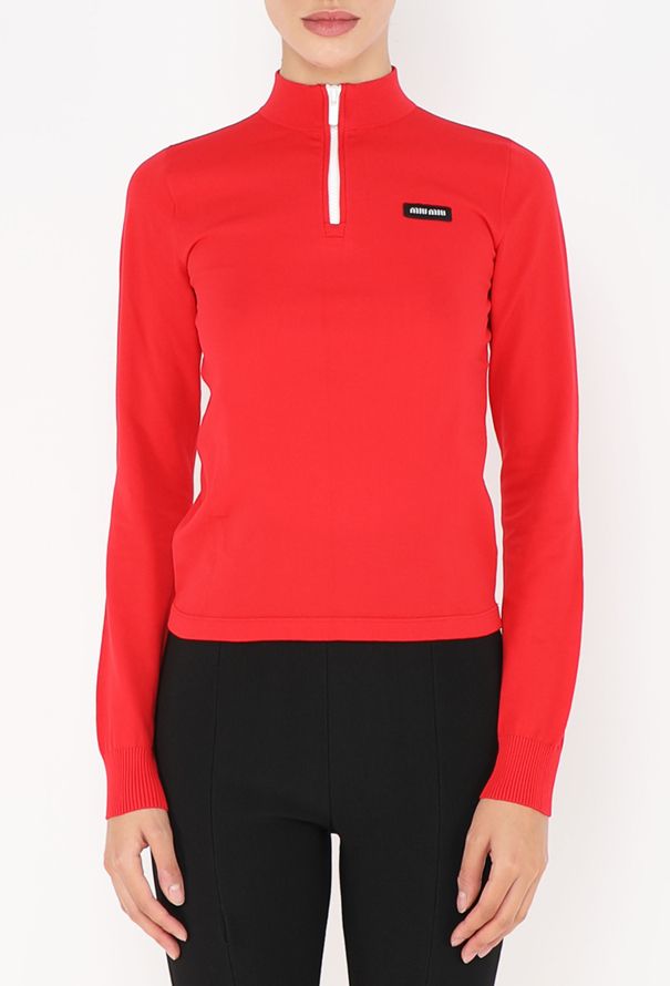 Miu Miu Red Technical Zip-Up Top – Spring/Summer 2025 Runway - 1