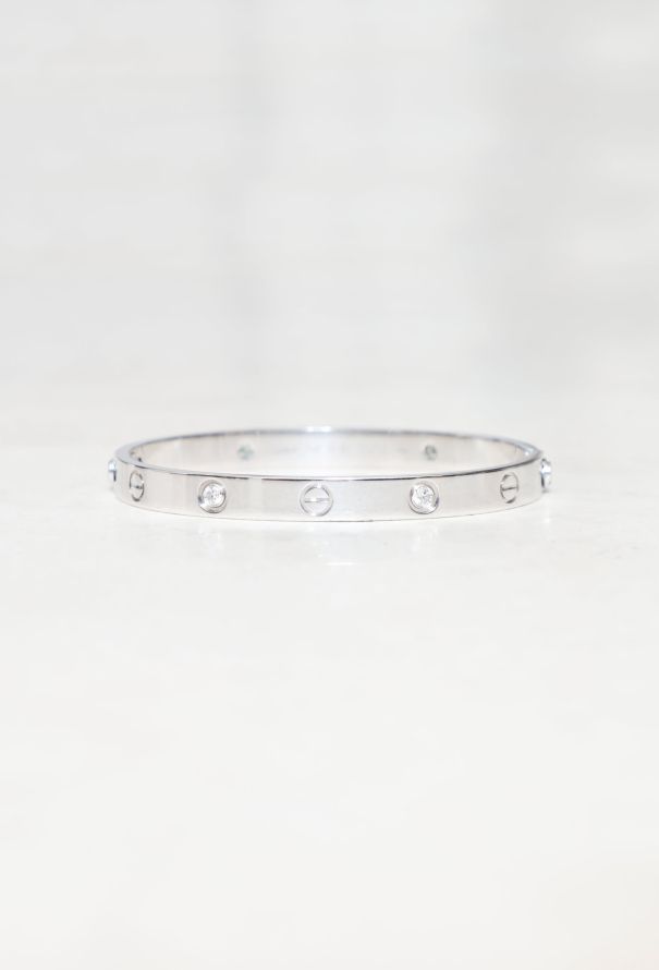 Cartier 18k White Gold Diamond Love Bracelet - 9
