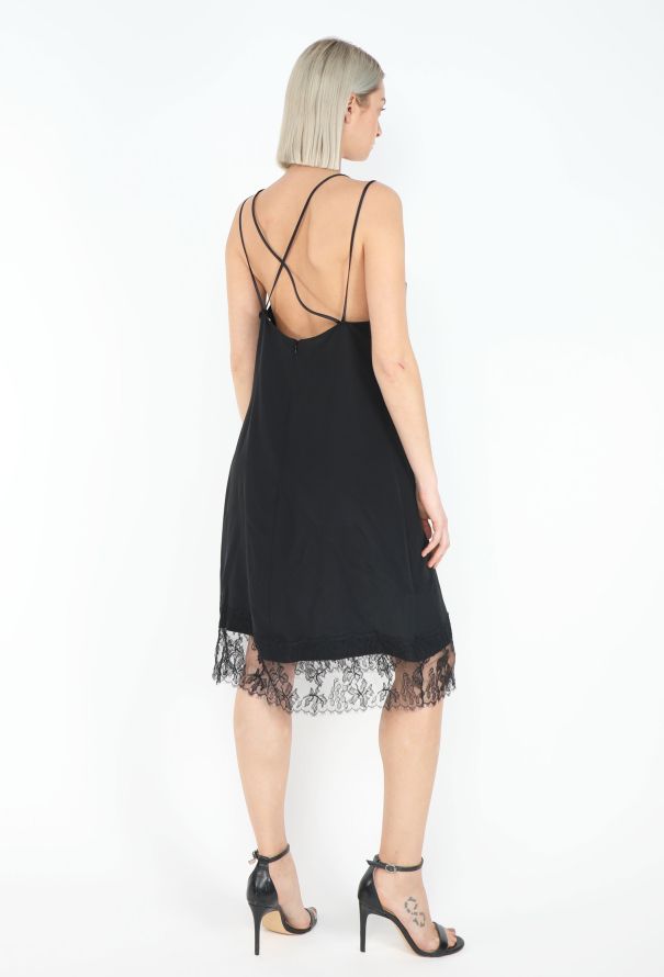 Saint Laurent '90s Chantilly Trim Slip Dress - 2