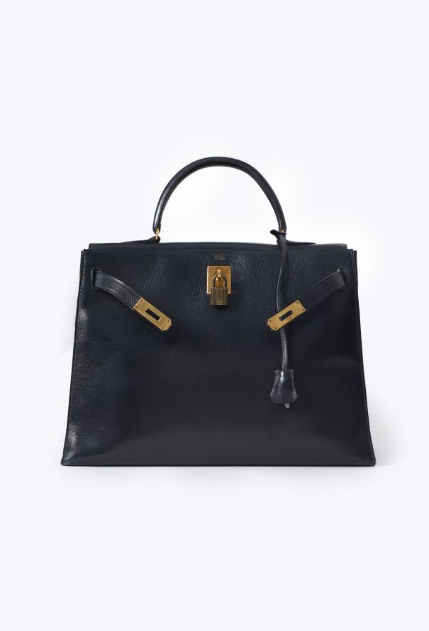 Hermès Vintage Bleu Marine Box Kelly Sellier 35 - 2