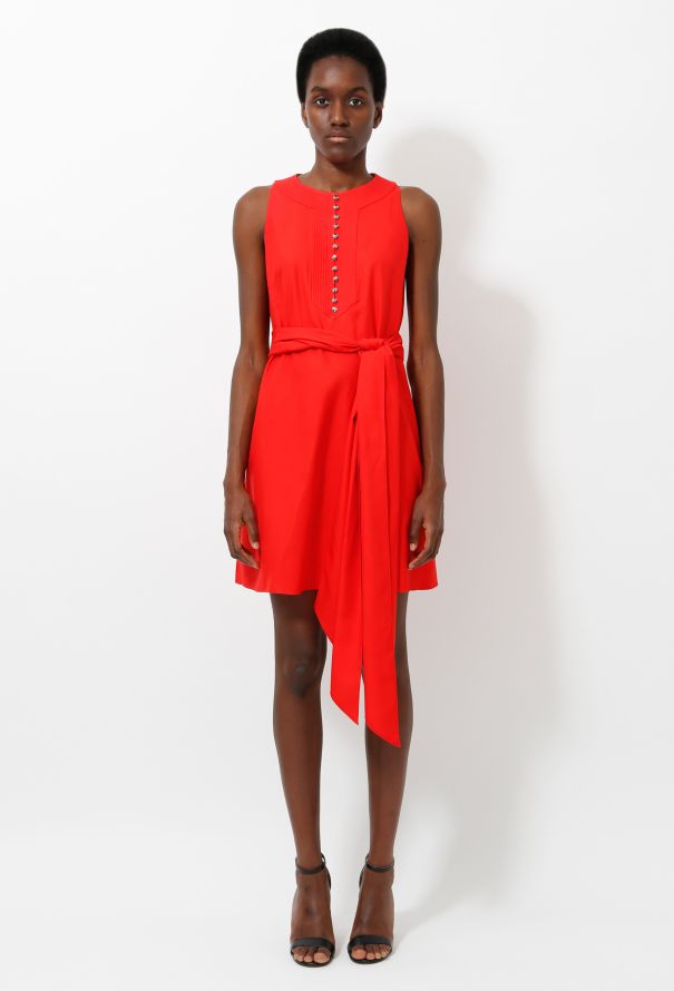 Azzaro Orange Silk Belted Rhinestone Dress - 1