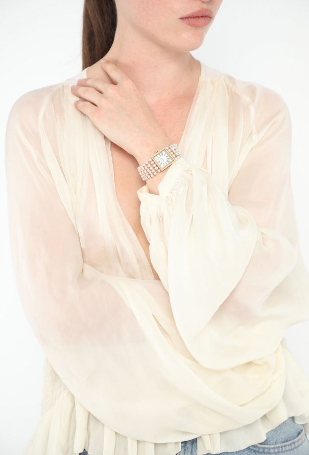 Chanel '80s Mademoiselle 18K Yellow Gold & Pearl Watch - 5
