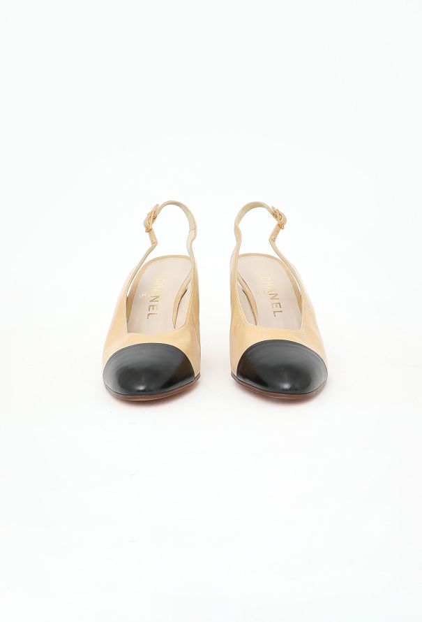 Chanel Bicolor Leather Slingback Heels - 3