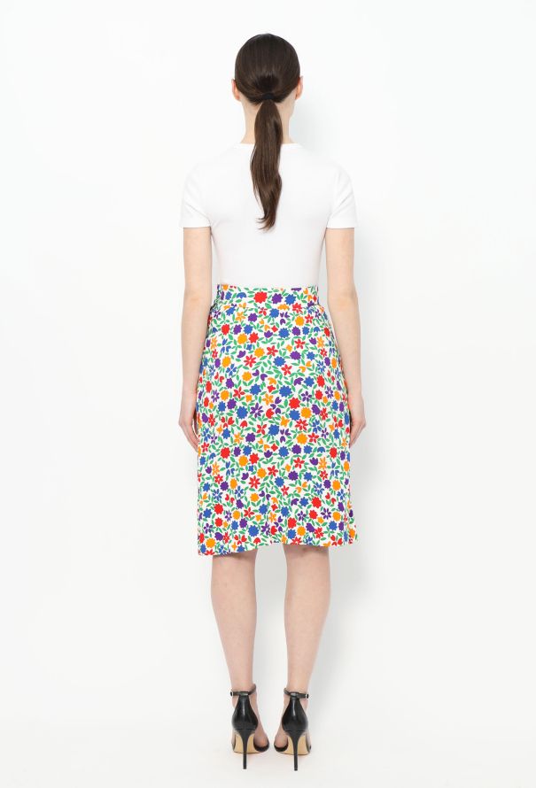 Saint Laurent '70s Floral Print Crêpe Skirt - 4