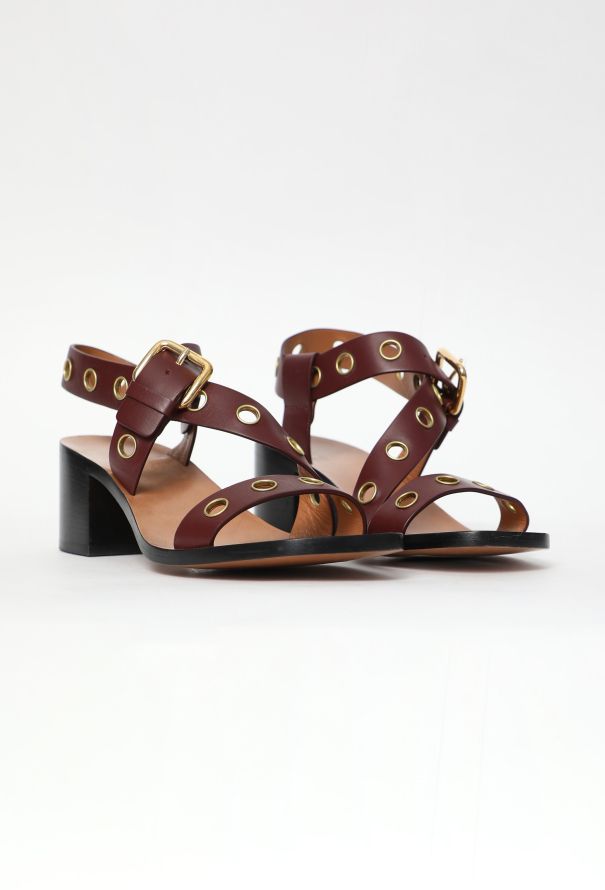 Céline Leather Eyelet Sandals - 3