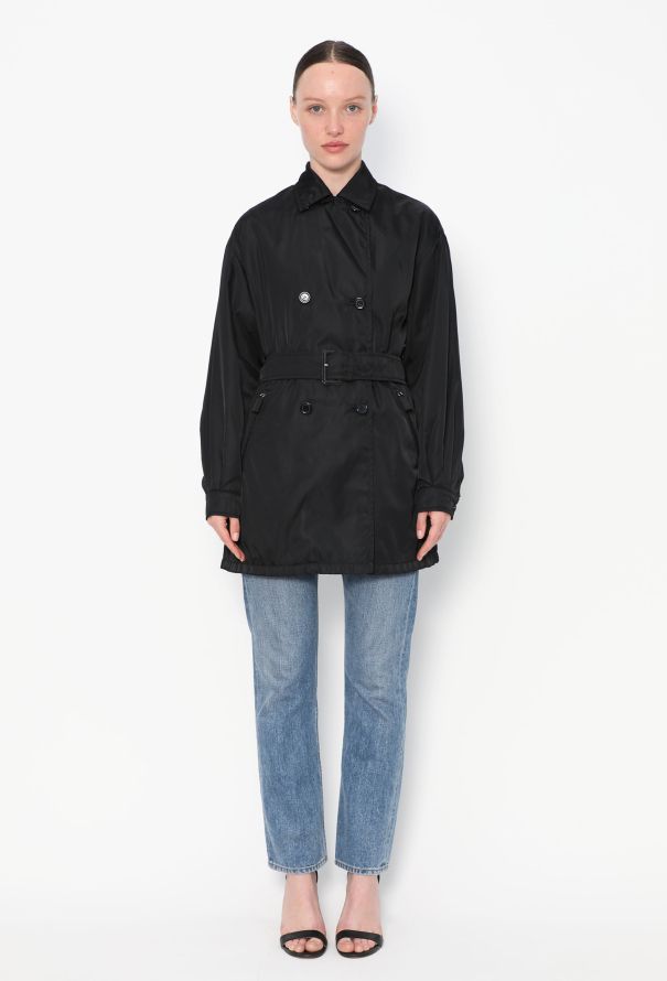 Prada '90s Belted Nylon Trench Coat - 5