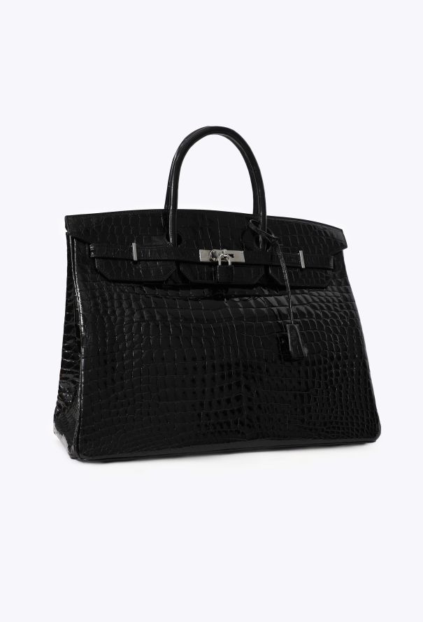 Hermès Shiny Black Porosus Birkin 40 - 5