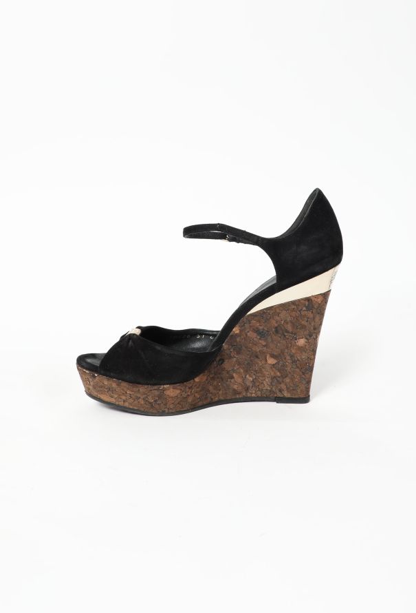 Gucci Early 2000s Suede Cork Wedges - 4