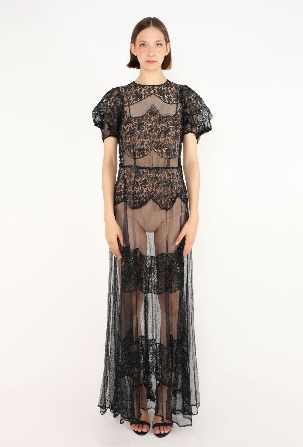 Antique Silver Lamé Lace Gown, 1930s - 1
