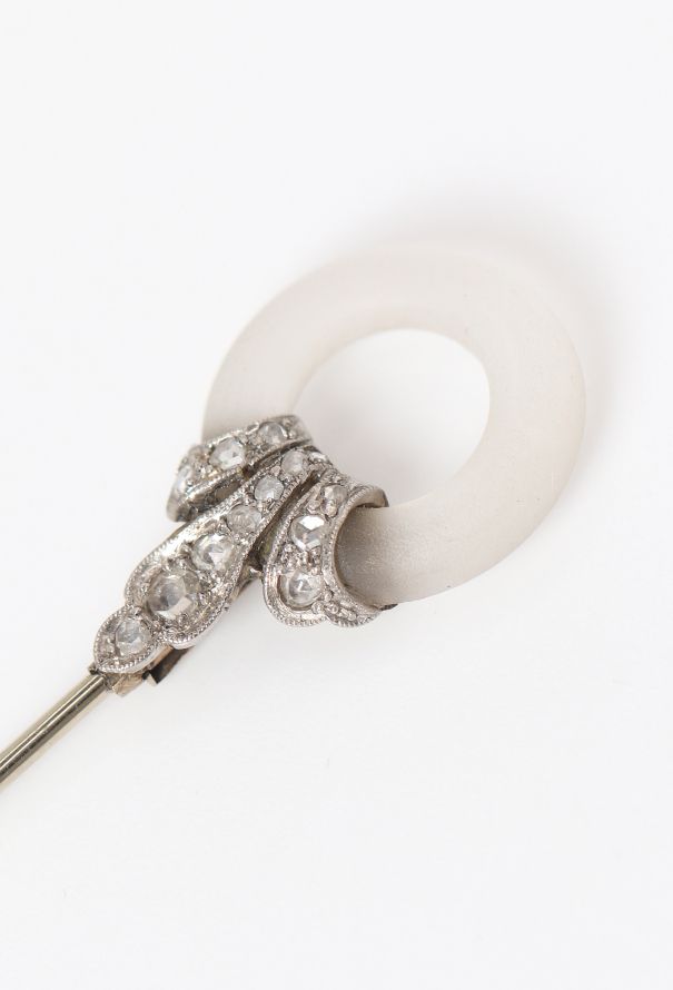 Vintage Fine Jewelry 18k White Gold & Rock Crystal Arrow Brooch - 4