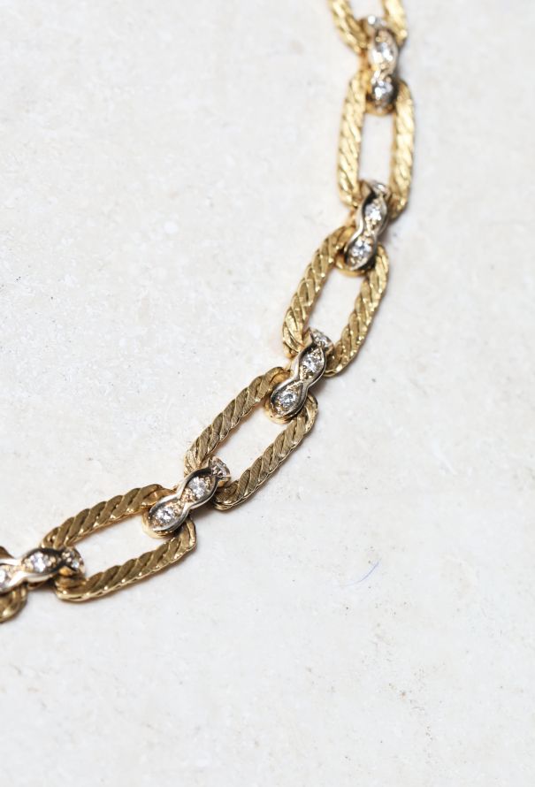 Vintage Fine Jewelry Vintage 18k Gold & Diamond Chainlink Necklace - 3