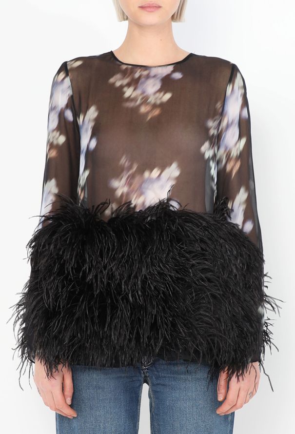 Peter Som F/W 2014 Chiffon Feather Top - 1