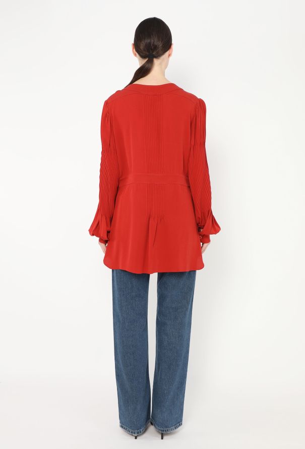 Chanel Bishop-Sleeve Silk Blouse - 4
