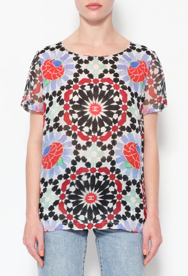 Chanel Resort 2015 Graphic Chiffon Top - 1