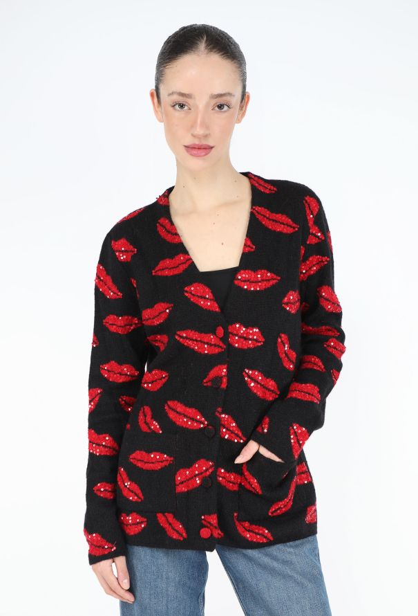 Saint Laurent 2016 Sequin Lip Mohair Cardigan - 2