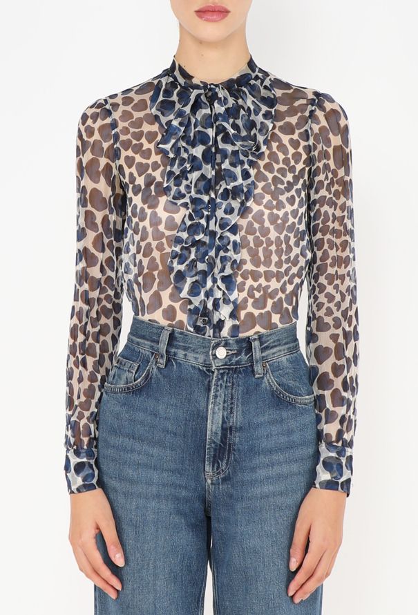 Prada S/S 2000 Printed Lavallière Blouse - 1