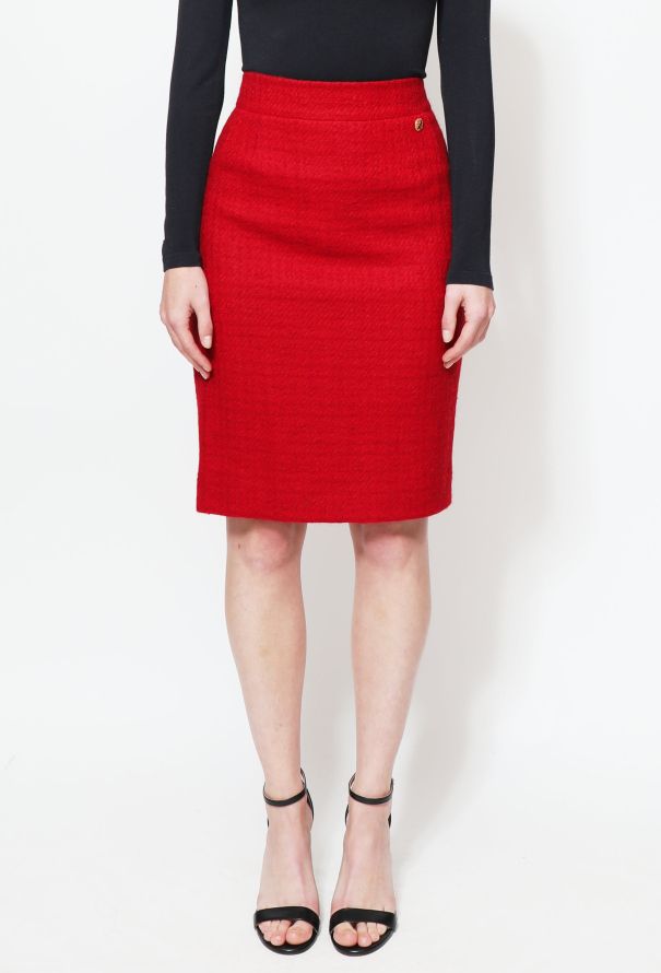 Chanel Scarlet Tweed Skirt - 2