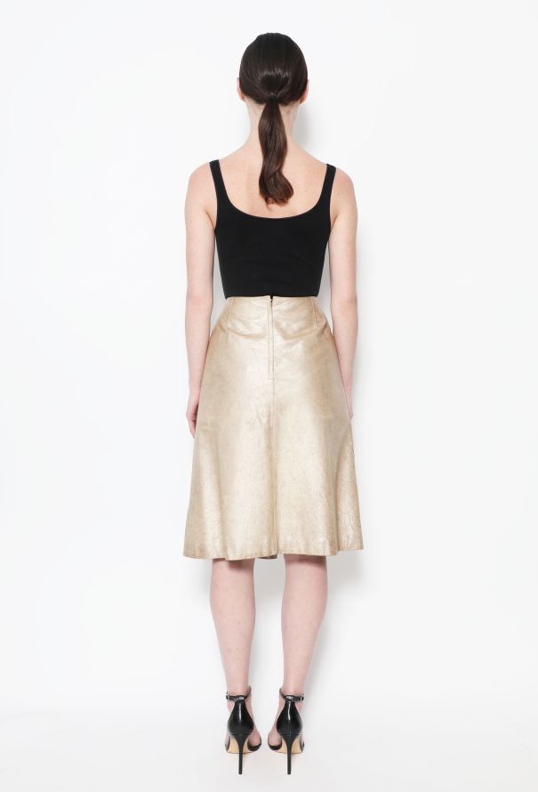 Chanel Metallic Leather Skirt - 4