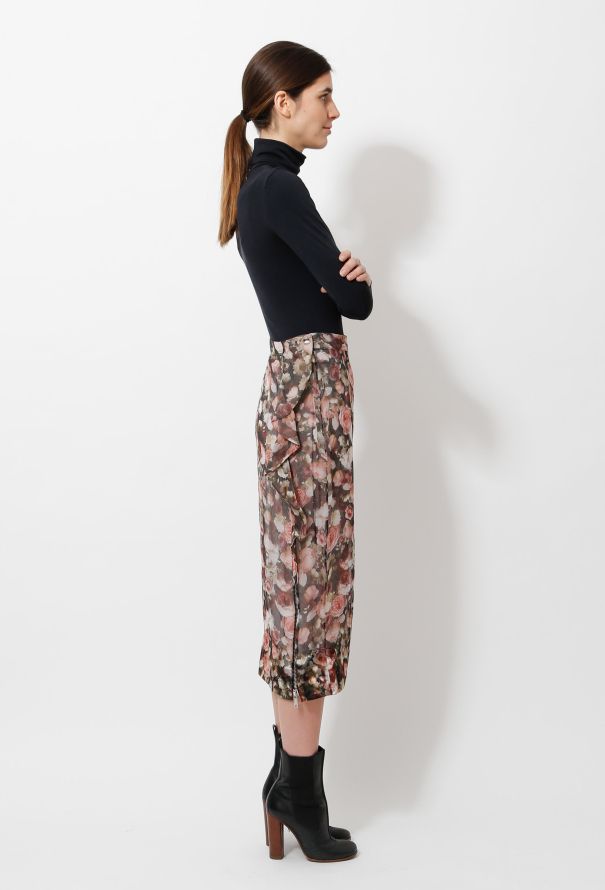 Givenchy F/W 2013 Rose Printed Silk Skirt - 4
