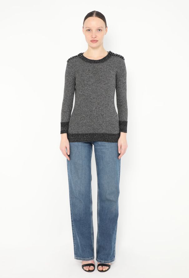 Chanel Lamé 'CC' Epaulette Sweater - 2