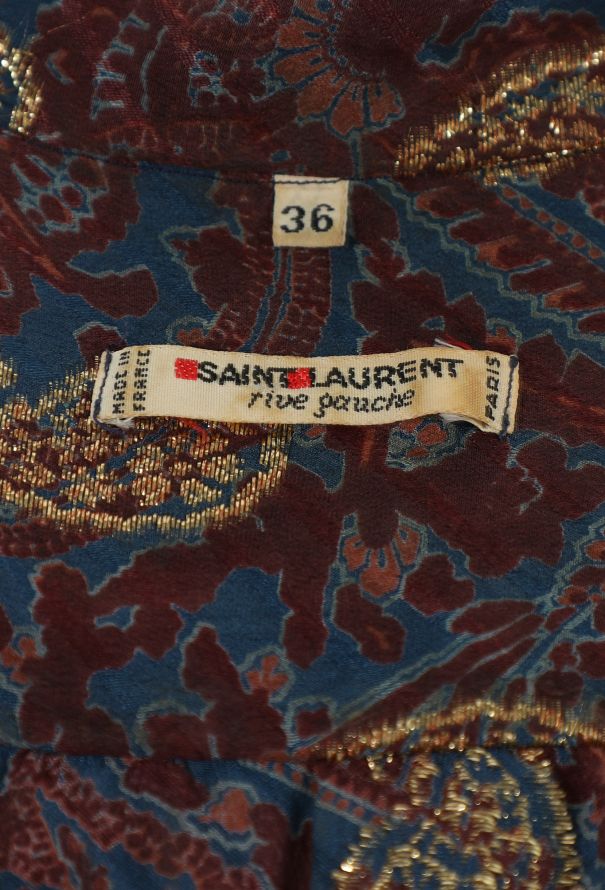 Saint Laurent Paisley Print Lamé Blouse, 1970s - 7