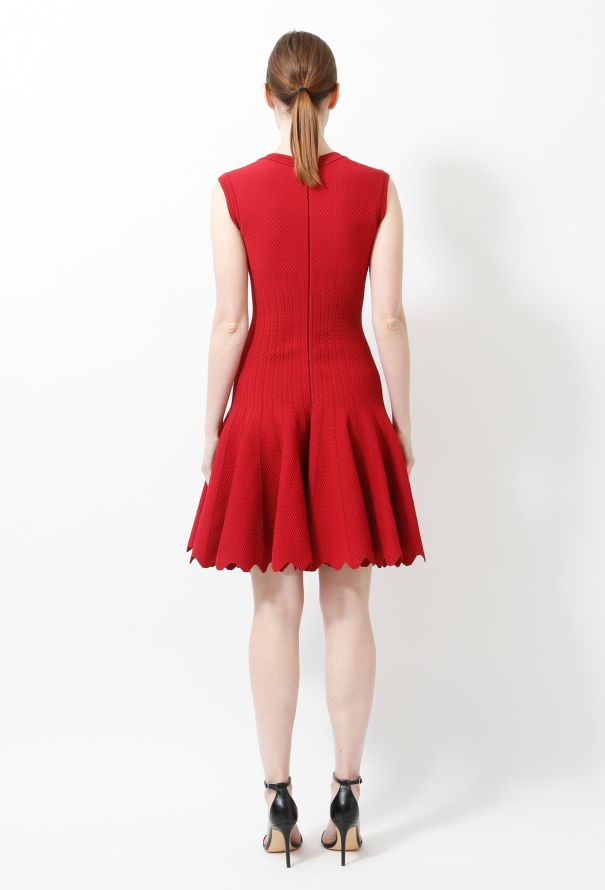 Alaïa S/S 2012 Textured Ruffled Flared Dress Red - 5