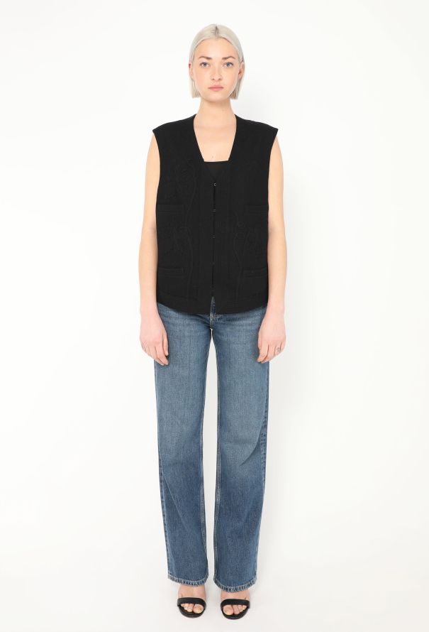 Yohji Yamamoto 1993 Embroidered Felted Vest - 2
