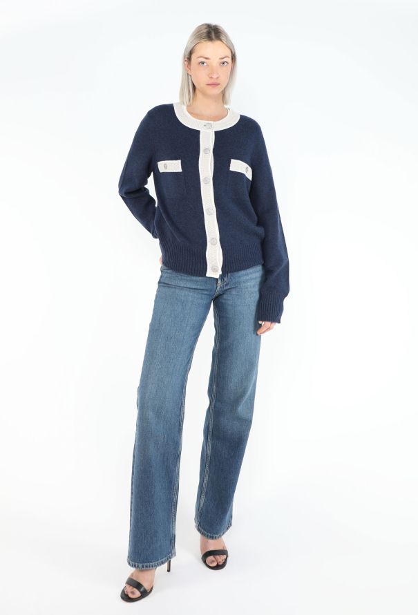 Chanel Bicolor Cashmere Knit Cardigan - 4