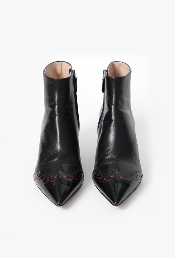 Miu Miu Brogue Patent Ankle Boots - 2