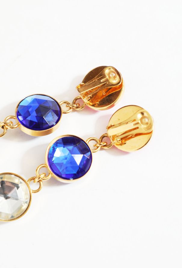 Miu Miu Tricolor Stone Drop Clip Earrings - 3