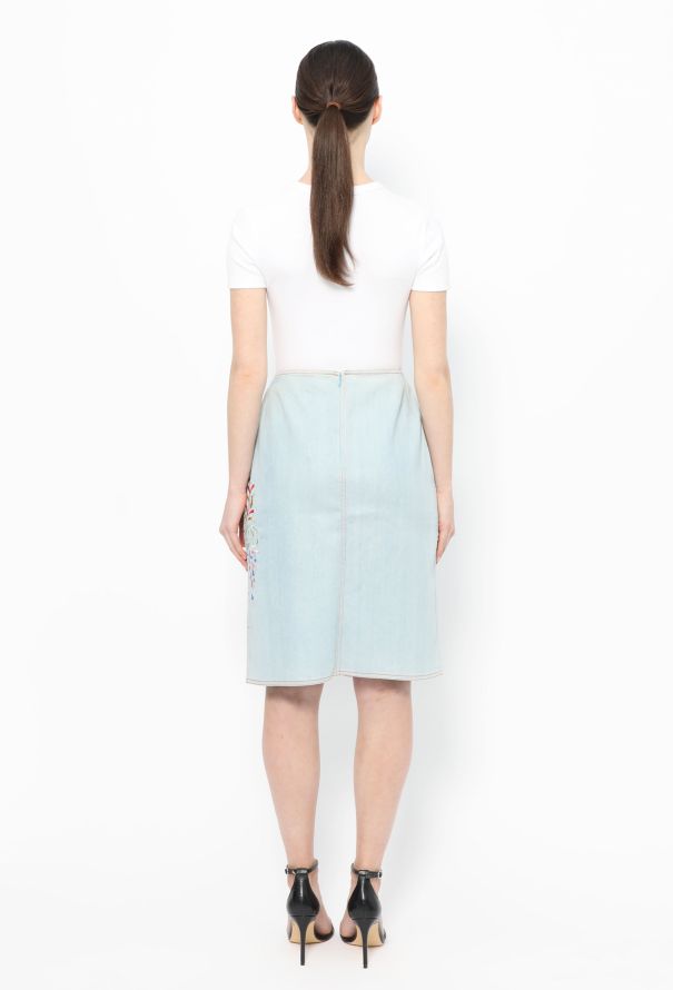 Dior 2002 Butterfly Embellished Denim Skirt - 4