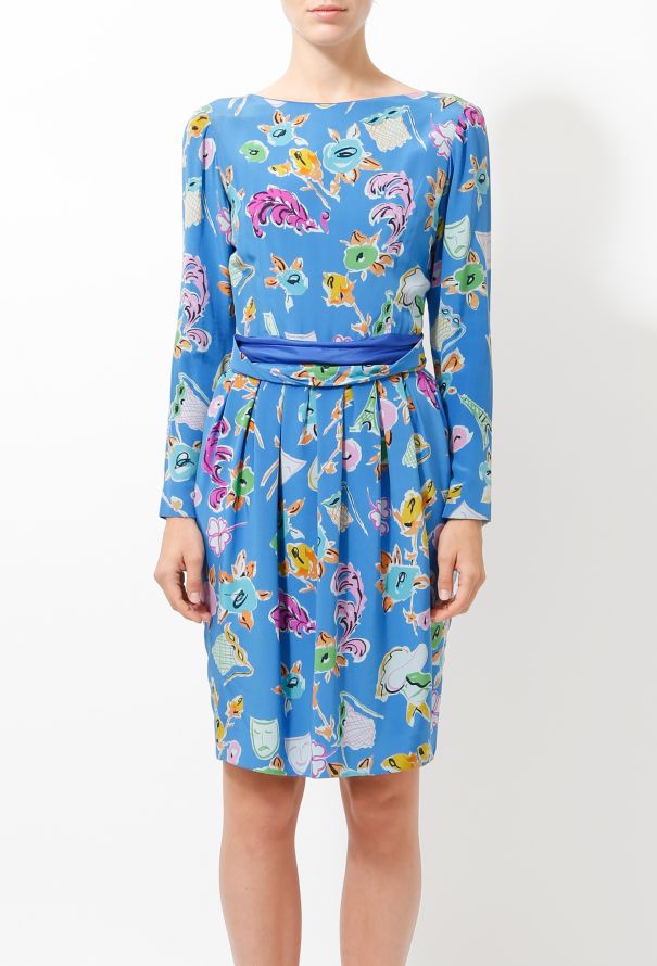 Lanvin 70s Open Back Floral Silk Dress - 2