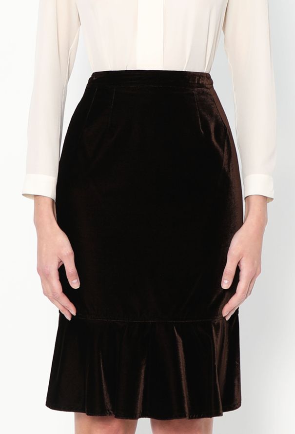 Saint Laurent Tom Ford 2003 Velvet Peplum Skirt - 3