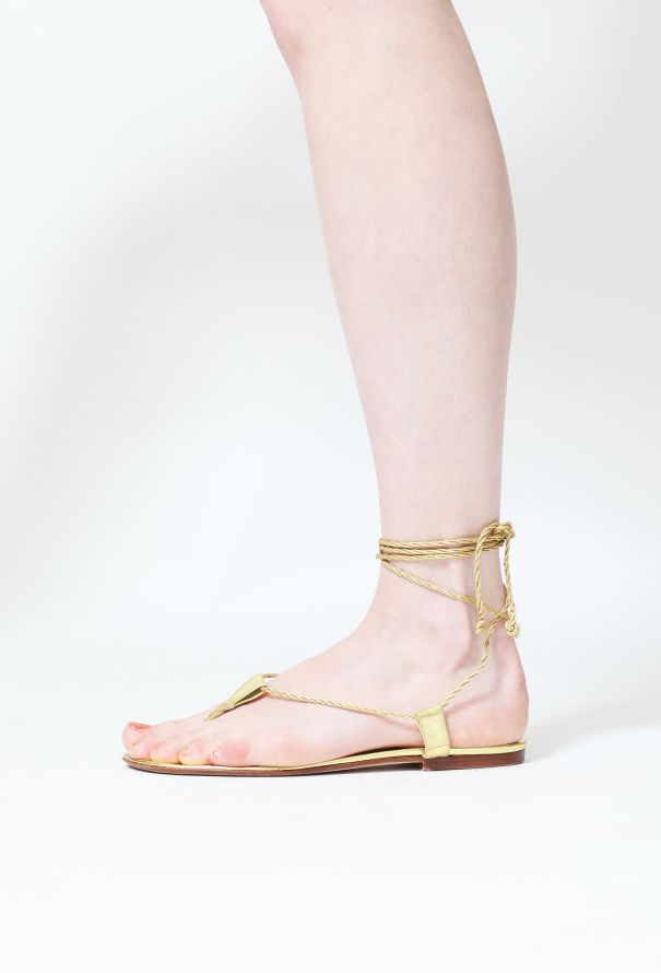 Manolo Blahnik Metallic Lace-Up Sandals - 3