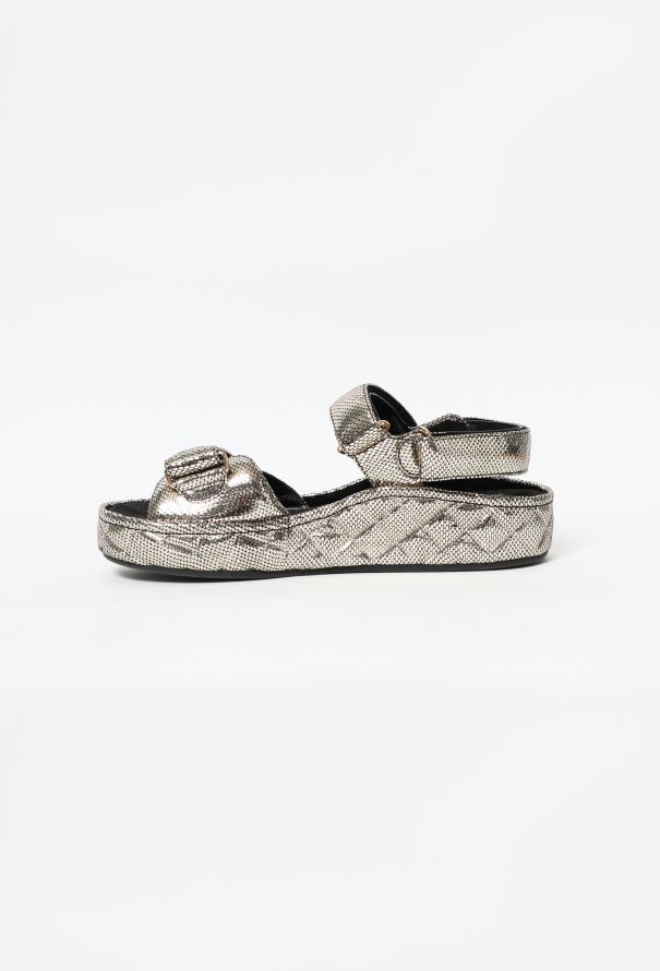 Chanel 2020 Metallic Quilted Sandals - 6