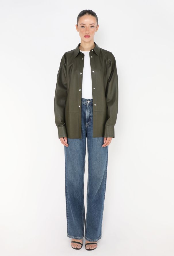 Loewe 2020 Khaki Lambskin Overshirt - 2