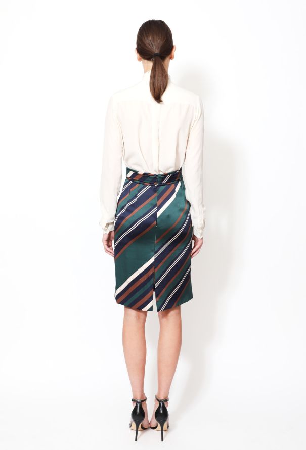Saint Laurent Pre-Fall 2012 Striped Silk Skirt - 4