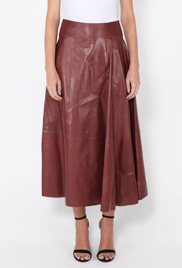 Bottega Veneta Leather A-Line Skirt, 2019 - 3