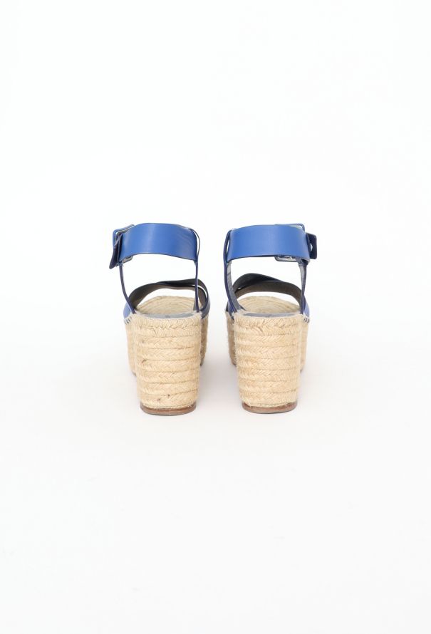 Céline Platform Blue Leather Espadrilles - 5