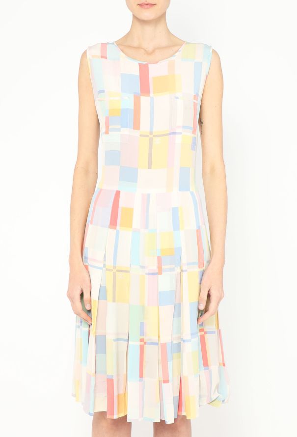 Chanel Rare 1999 Colorblock Chiffon Dress - 2