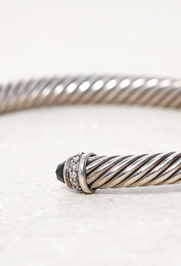 David Yurman Sterling Silver, Diamond & Onyx Classic Cable Bracelet - 7
