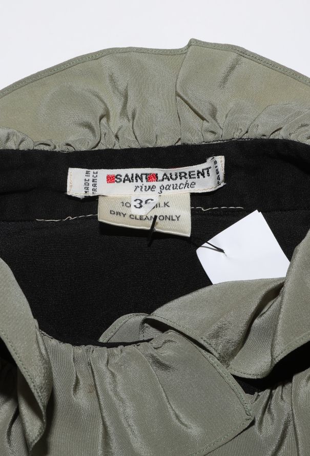 Saint Laurent '80s Ruffled Colorblock Lavallière Blouse - 7
