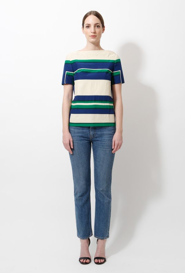 Céline S/S 2011 Striped Bicolor Silk Top - 4